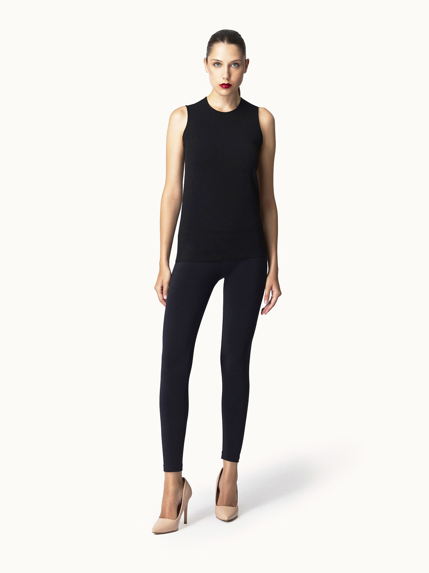 Sheer Opaque Knit Top Sleeveless