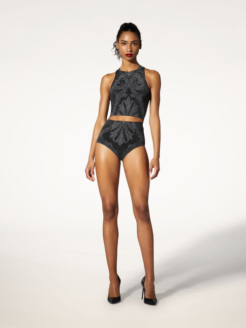 Metallic Jacquard Crop Top