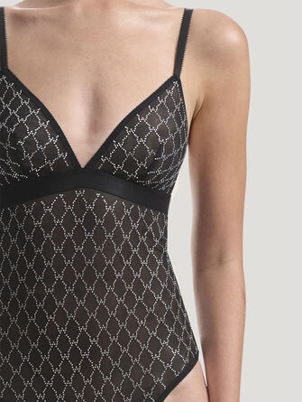 Sheer Logo Sparkle Bodysuit