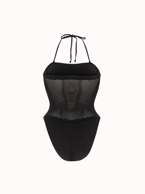Net Ribs Swim Bodysuit